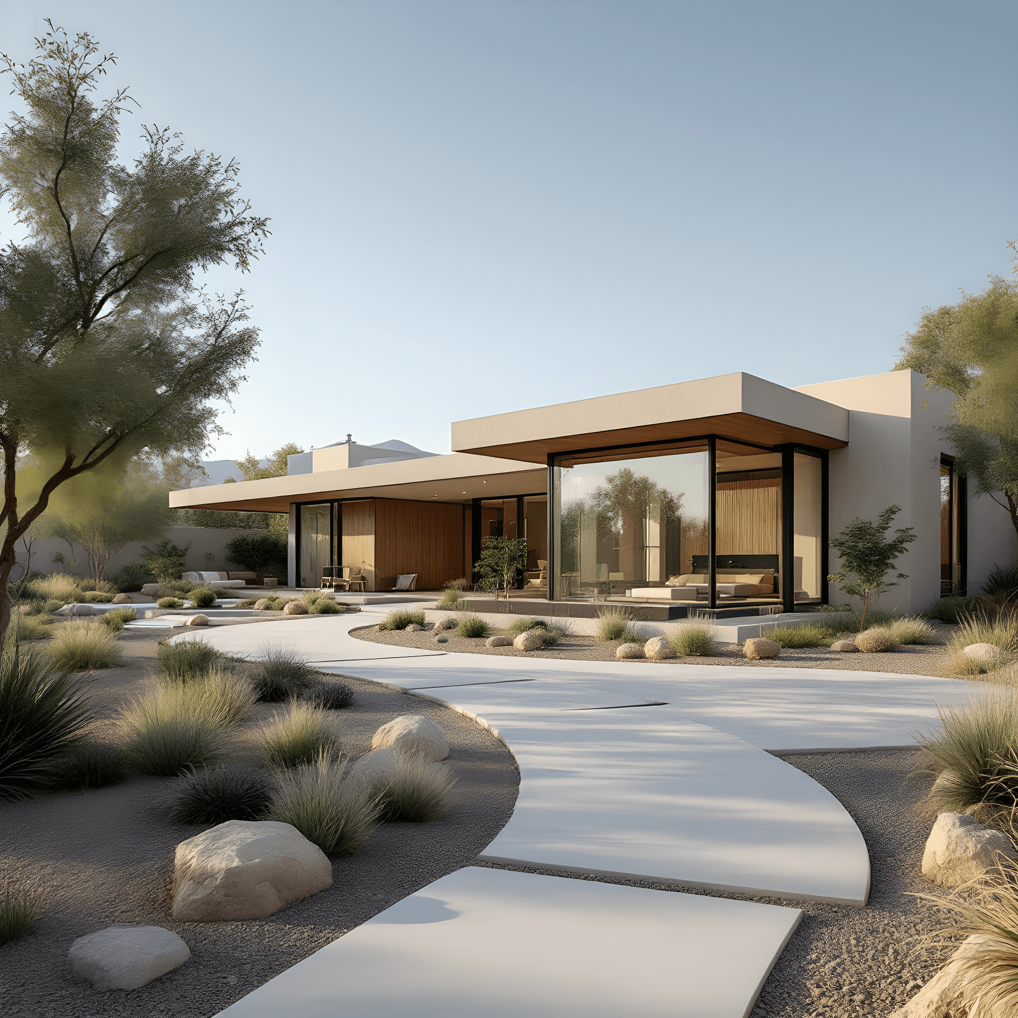 Villa Serenità is a space full of calm and harmony. Large windows allow a connection with the surroundings. Interiors are quiet, with natural materials: wood, stone, and soft textures.